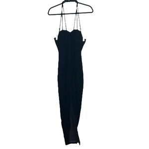 Komlies Black Vintage Velvet BodyCon Dress Large